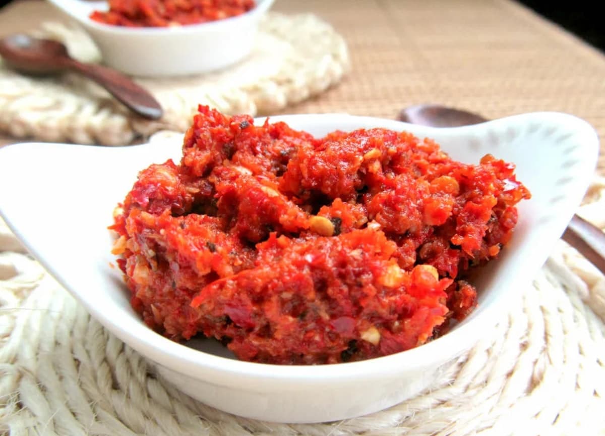 Thick red gochujang-based chili paste in a bowl
