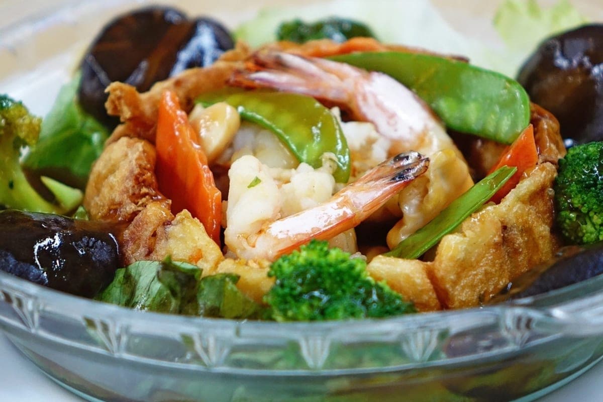 Assorted seasoned vegetables in separate piles