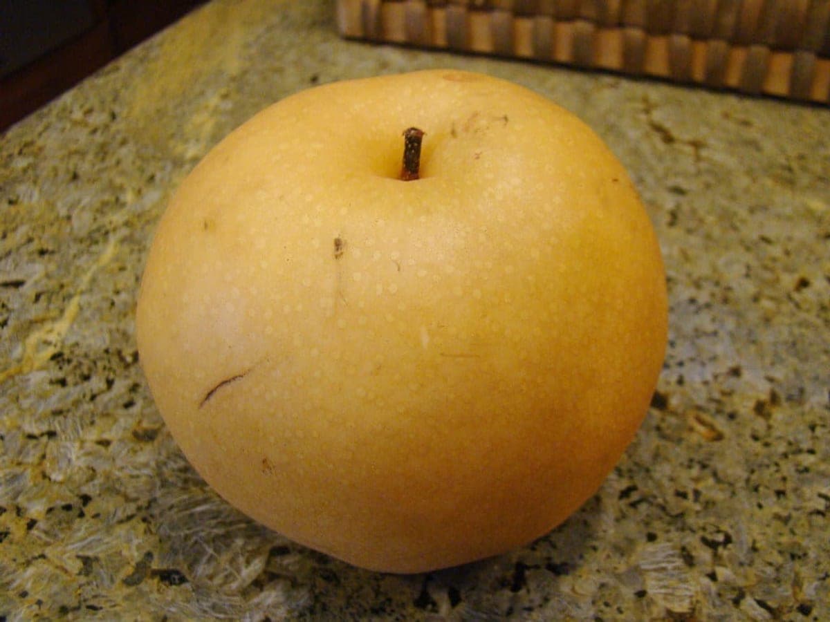 A whole golden Asian pear