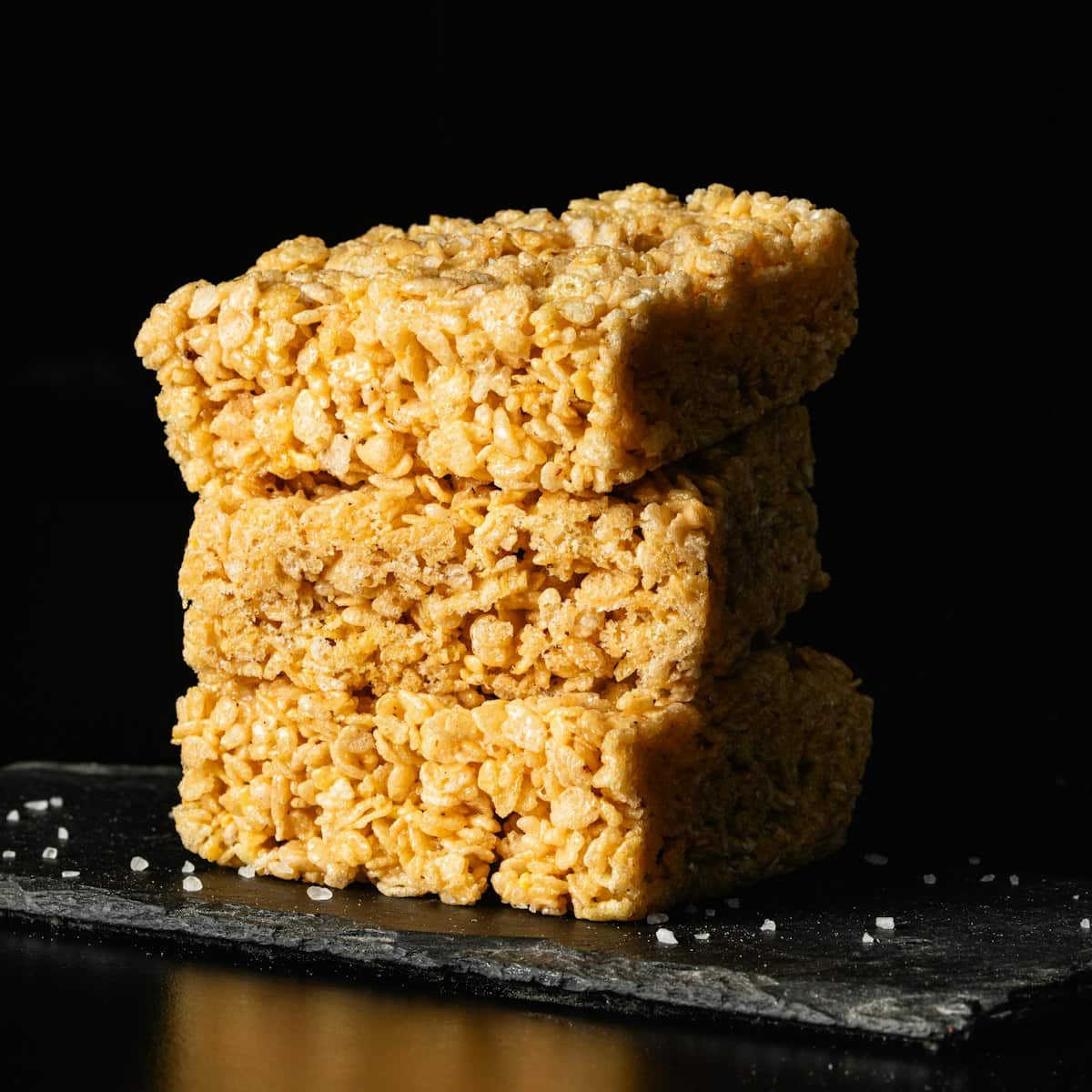 Stacked bars of puffed rice candy cut into pieces