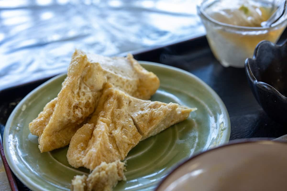Fried tofu pouches ready to be filled with seasoned rice